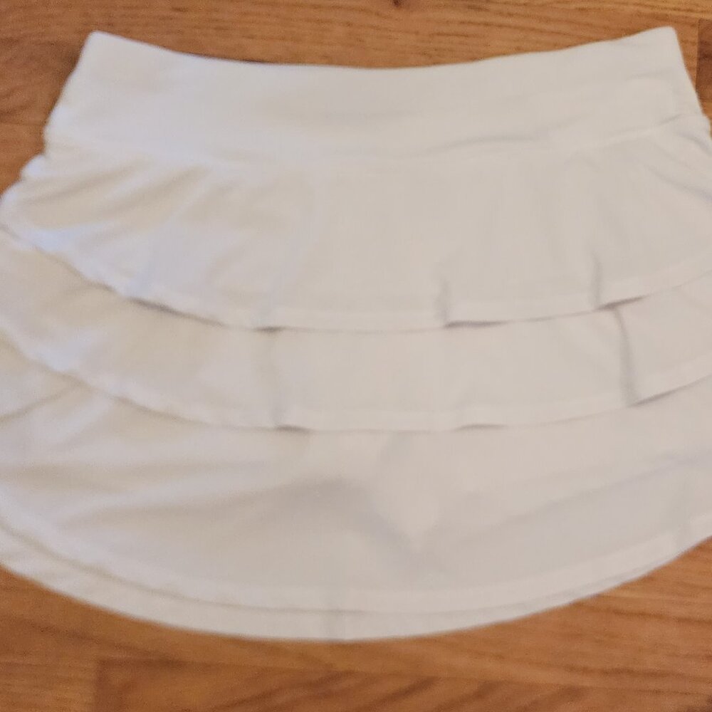 Calvin Klein Skort Women L White Ruffle Tennis Pickleball Golf Preppy Mini